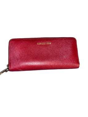 Michael Kors Jet Set Travel Large Saffiano Leather Zip Around Wallet - Red